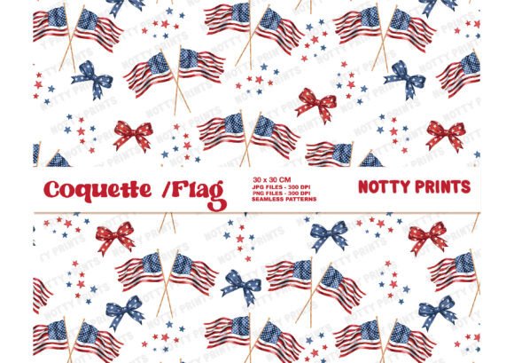 Coquette Bow and Flag Seamless USA