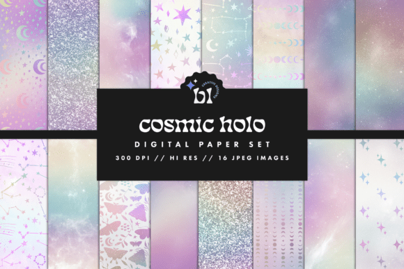Cosmic Holo Galaxy Digital Paper: Creative Elegance at Your Fingertips