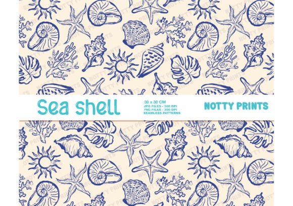 Cute Blue Sea Shell Seamless Pattern: A Versatile Design for Coastal-Inspired Projects