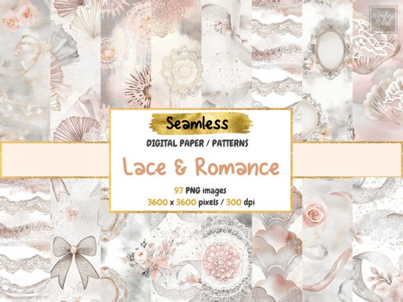 Enhance Your Designs with the Beauty of Lace Romance Seamless Digital Paper