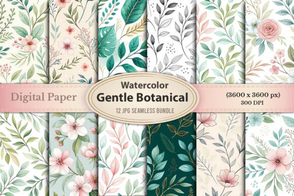 Gentle Botanical Watercolor Bundle for Creative Projects