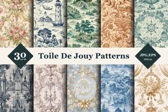 Infuse Projects with French Elegance Using Toile De Jouy Seamless Pattern 08