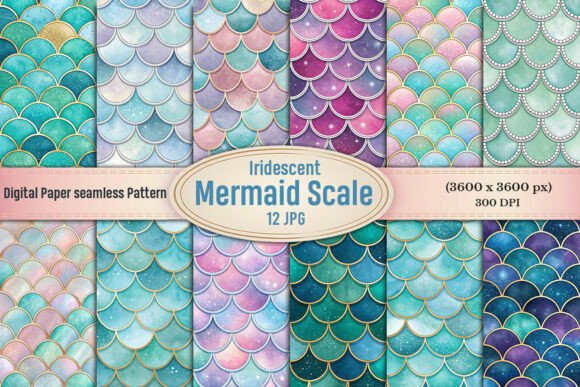 Iridescent Mermaid Scale Digital Paper: A Sparkling Addition to Your Creative Projects