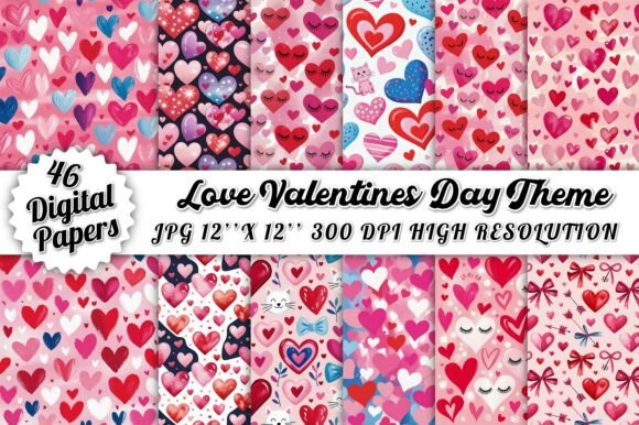 Love Valentine’s Day Theme Digital Papers: A Creative Resource for Romantic Designs