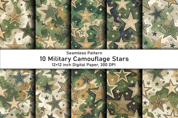 Military Camouflage Stars Pattern for Patriotic Designs