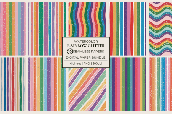 Rainbow Glitter Stripes Seamless Papers: A Sparkling Addition to Your Design Workflow