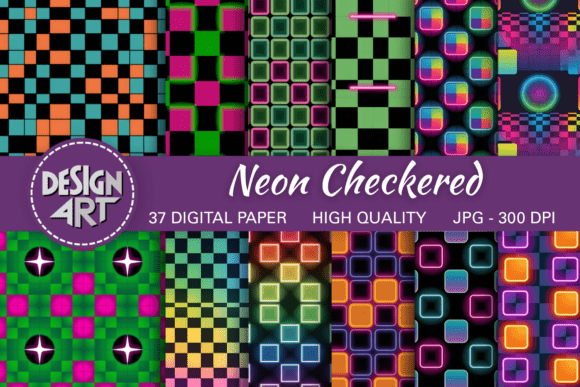 Revamping Design Aesthetics with Neon Checkered Seamless Pattern Paper