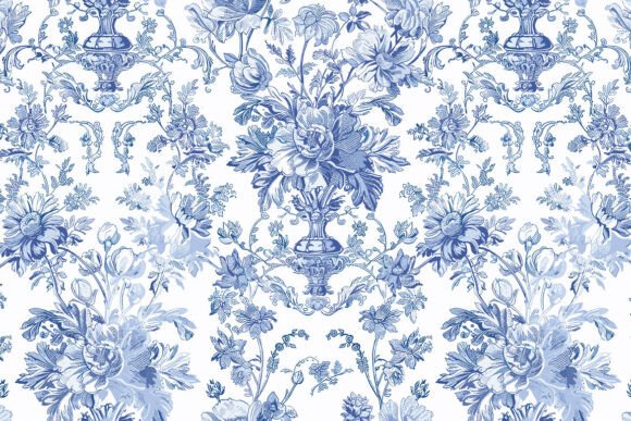 Toile De Jouy Floral Blue Peonies Pattern: A Timeless Design Choice