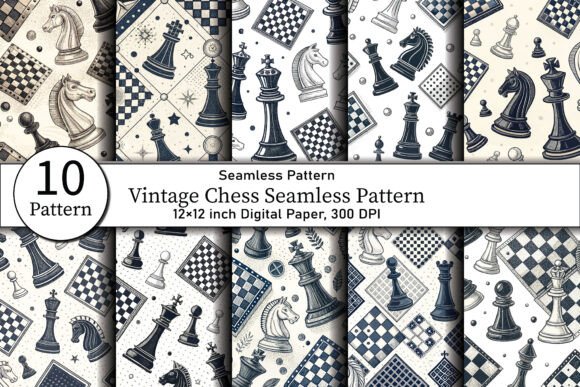 Vintage Chess Seamless Pattern – Timeless Elegance for Modern Design