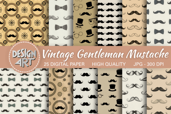 Vintage Gentleman Mustache Pattern for Timeless Design Projects