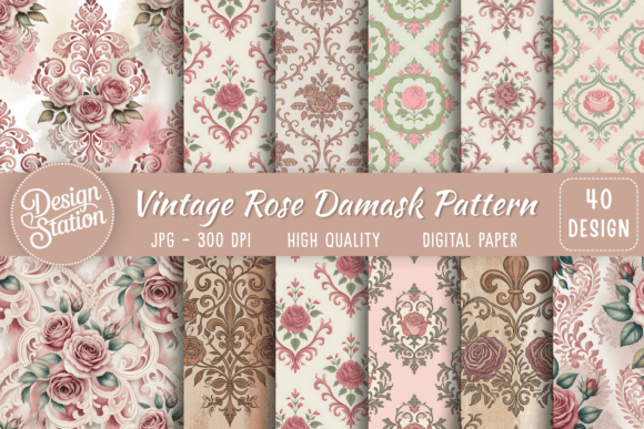 Vintage Rose Damask Digital Pattern: A Timeless Design for Modern Creations