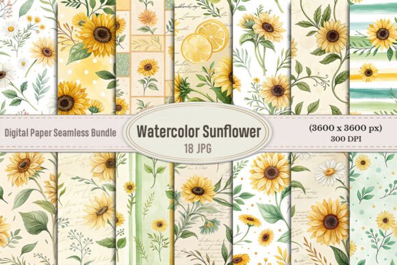Watercolor Sunflower Digital Paper Bundle: Creative Uses & Ideas