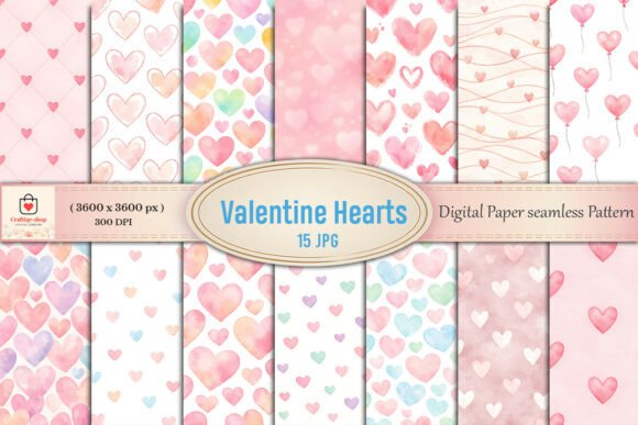Watercolor Valentine Hearts Digital Paper: A Creative Tool for Modern Crafting